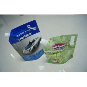 China Recycle Doypack Spout Pouch Liquid Detergent Packaging With Hanging Hole on sale
