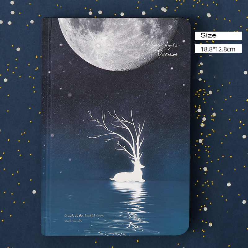 Customized Logo 2022 Creative Luminous Deer Hardback Stationery Gift Notebook Diary Set