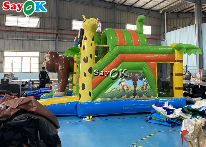 Zoo Themed Inflatable Bounce House Children'S Playground Water Slide
