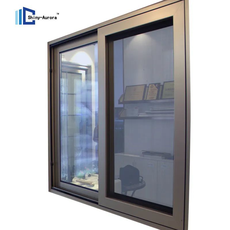 Double Glass Burglar Proof Sliding Window Aluminum Sliding Balcony Window with Security Bars