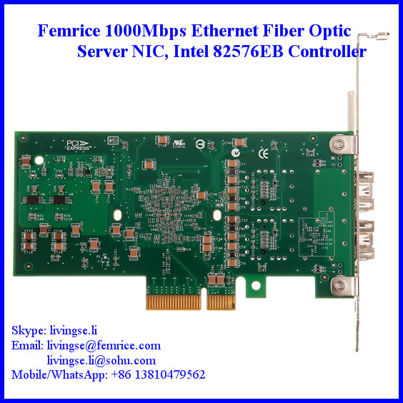 1000Mbps Dual Port SFP Slot PCI Express x4 Server Network Adapter (Intel 82576 Chipset)