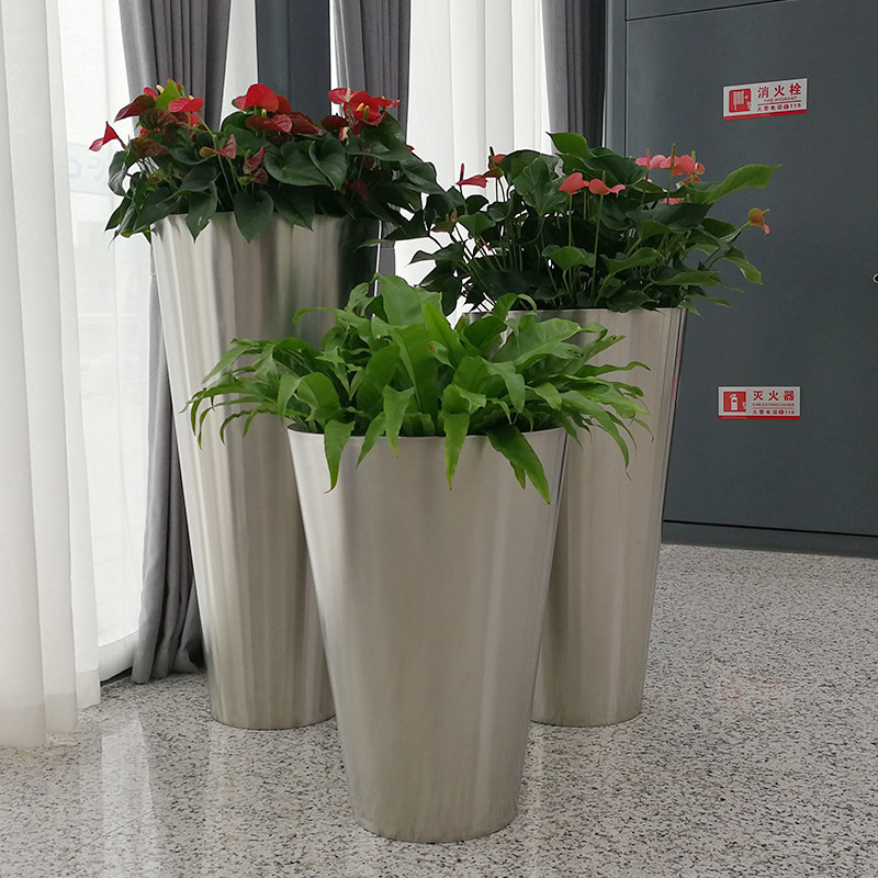 OEM ODM Stainless Steel Flowerpot Waterproof Large Metal Garden Containers