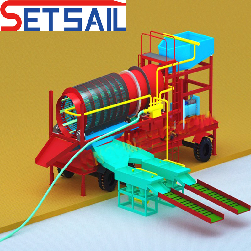 Full Automatic Feeding Land Gold Mining Equipment with Diamond Agitation Chute