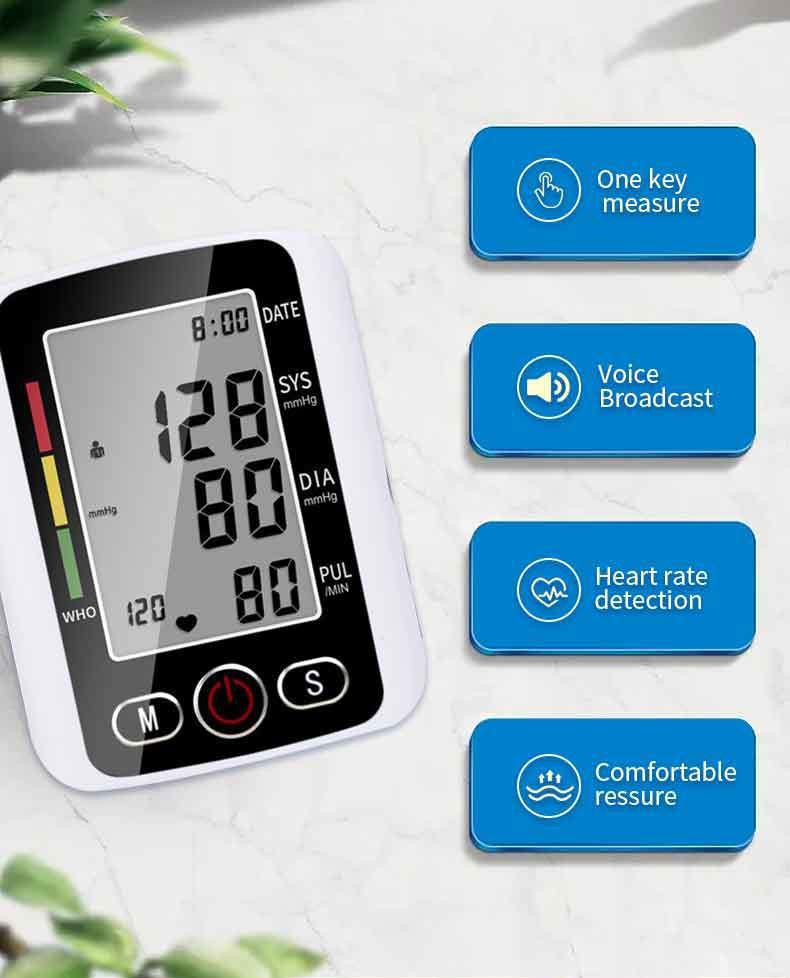 White Electronic Home Blood Pressure Device With Voice Function One Touch Measurement