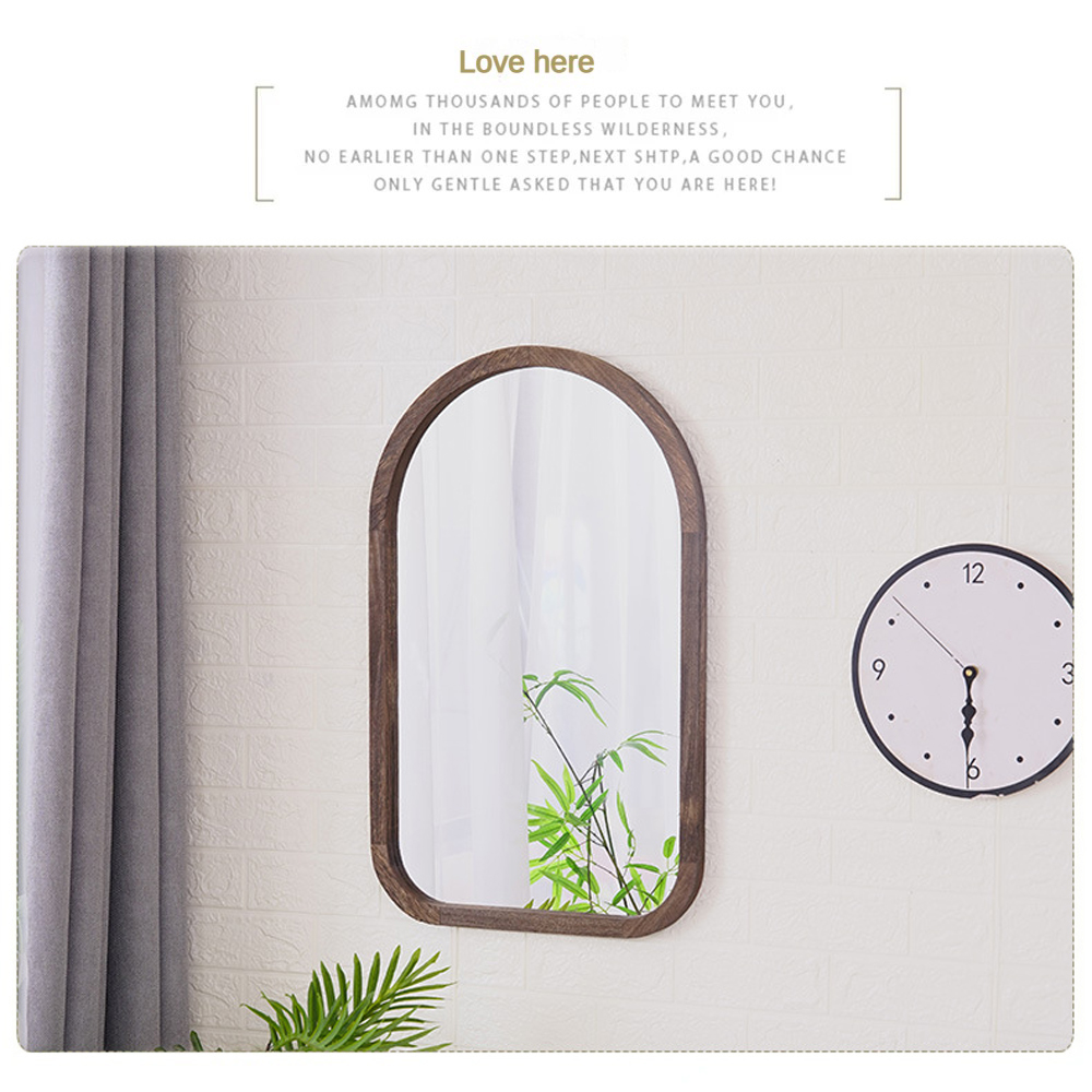 Modern Arch Full Length Antique Sticker With Wood Frame Mirror for Bathroom Decor