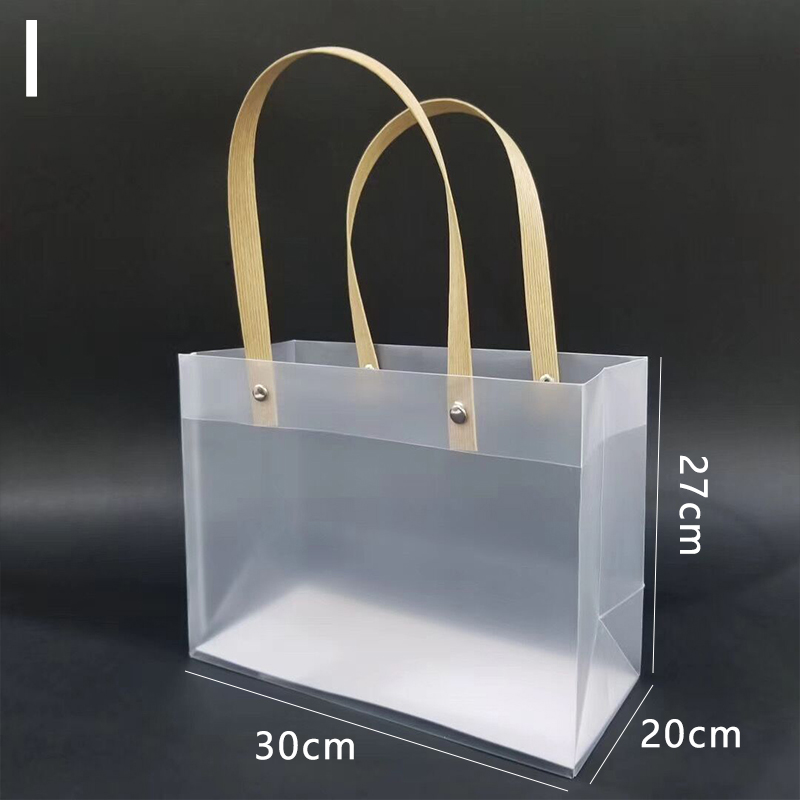 Frosted PP Bags Plastic Gift Bags With Handles Translucent Tote Gift Wrapping Flower Package Decoration Supplies