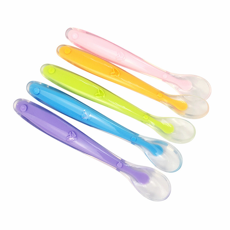 2018 Top Sale 100% Food Grade Silicone Baby Spoon Feeding Spoon Spoon Set