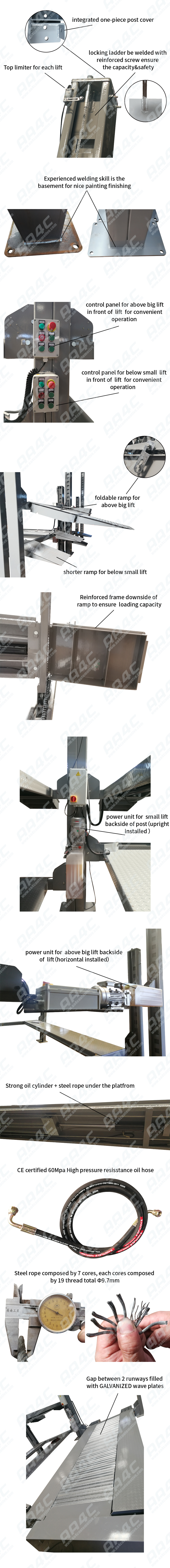 AA4C 4 post parking lift high rise four post parking hoist 3 cars parking auto hoist vehicle ramp