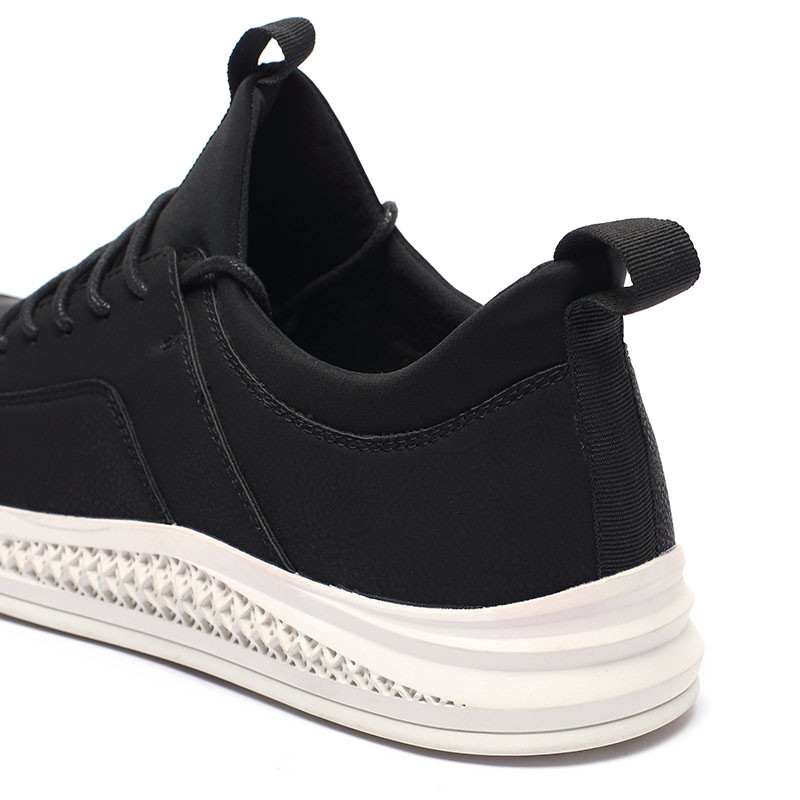 Antiskid Breathable Black Leather Casual Sneakers UK 11 12 13 Size