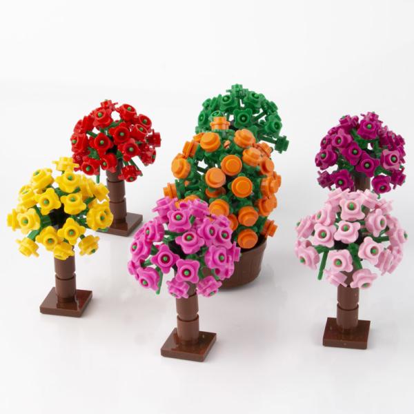 MOC city accessories building blocks garden tree green bush flowers grass plants