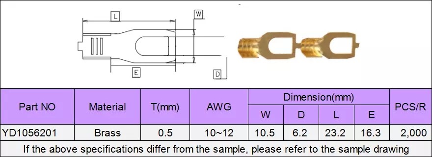 6.2mm Y Type Copper Tin Plated Crimp Terminal Connectors