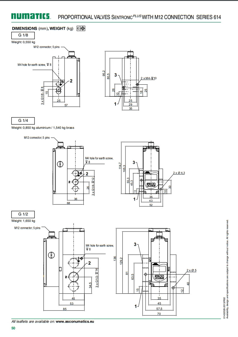 2 Position 3 Way Solenoid Valve 614 Series ASCO Proportional Valve Digital Electronic Pressure Regulator