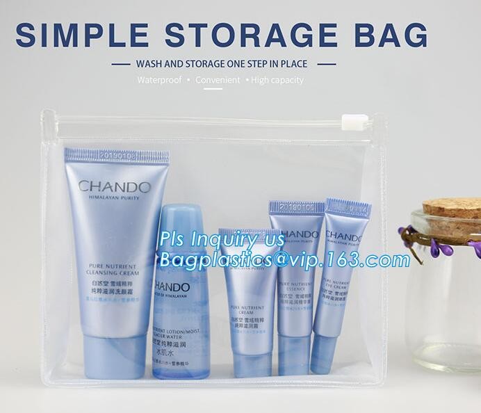 Portable Clear PVC Slider Zipper Cosmetic Makeup Bag, Water proof slider pvc toiletry bag vinyl beachwear cosmetic bag