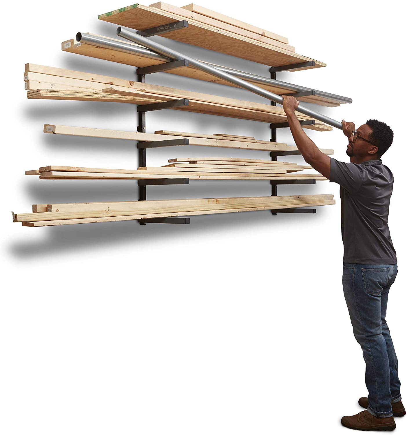 Lumber Storage Metal Rack Wood Rack Organizer Five Layers Detachable