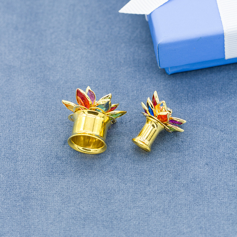 304 Steel Gold Flesh Ear Plug Tunnels Colorful Acrylic Gems 10mm