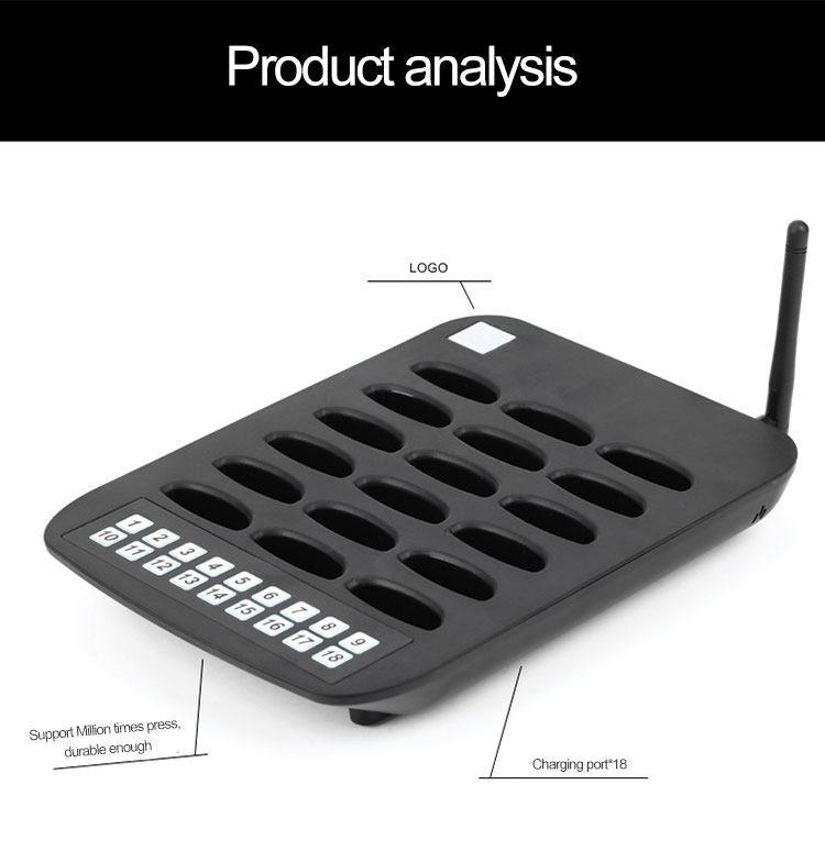 Long range 18 Wireless coaster pagers queuing calling system with 433.92MHZ