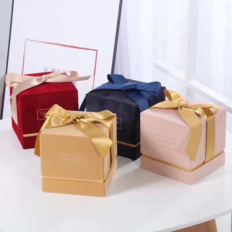 Square Velvet Jewelry Gift Box Xmas Packaging For Candles Cosmetic Perfume