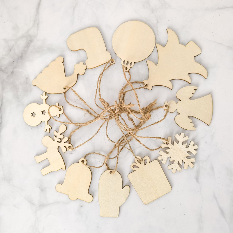 DIY Wooden Christmas Ornaments Unfinished Predrilled Wood Slices for Holiday Hanging Decorations