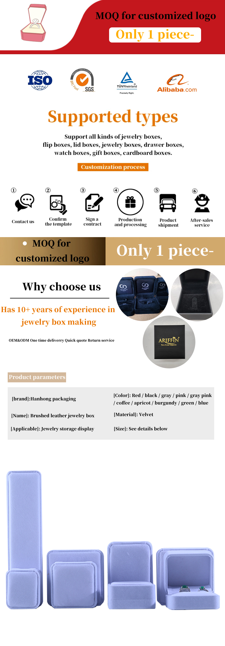 White Velvet Custom Jewelry Packaging Box for Necklace Stud Earrings Bracelet and Ring