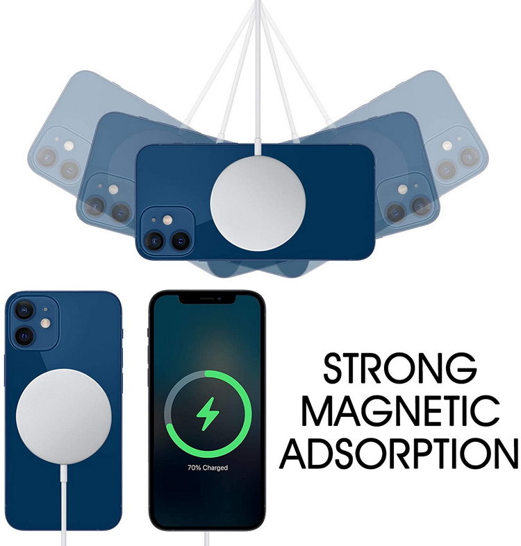 Aluminium Magnetic 7.8N 15w Wireless Charger Pad For IPhone 12