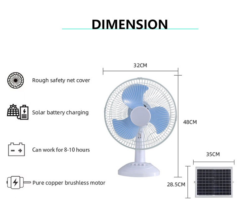 15W Solar Powered Outdoor Fan 3 Gears Adjustment For Home Pedestal Fan