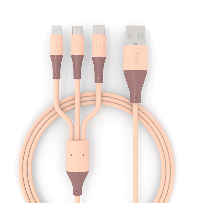 One-to-three charging cable suitable for Android type-c Huawei mobile phone fast charging three-in-one iphone Apple cabl