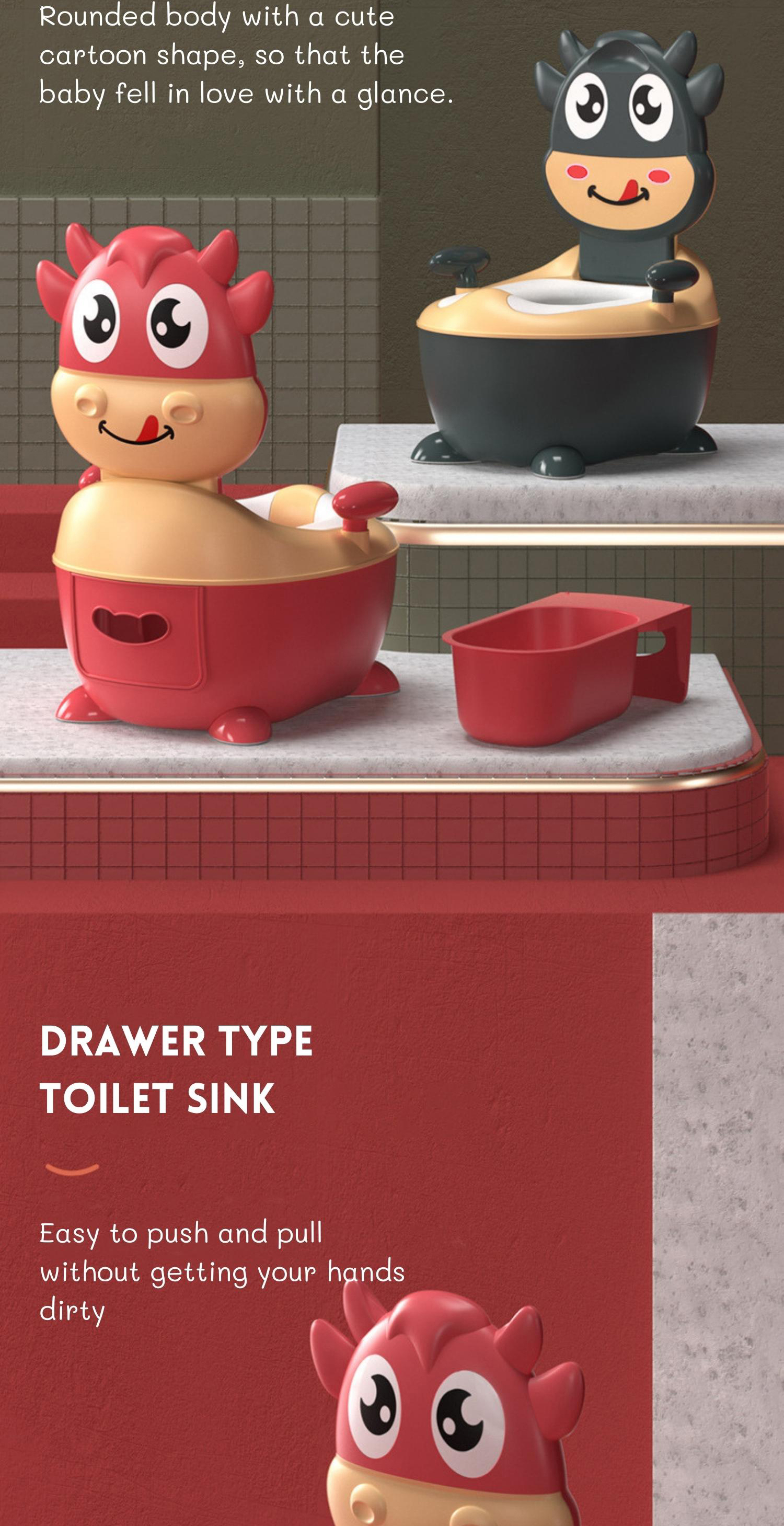 Cow Shape Customized Logo Dark Green Red Potty Training Toilet