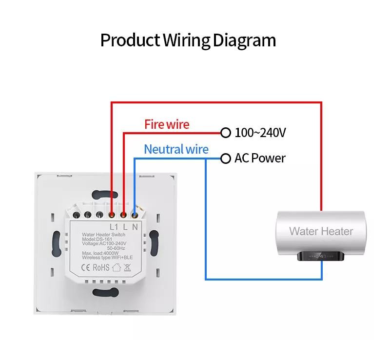 Smart Water Heater Glass Panel Wall Touch Switch Tuya Smart Home System