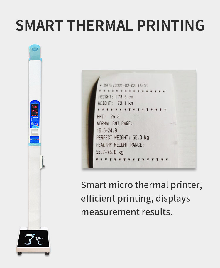 Coin Operated Ultrasonic Height Weight bmi Scale with Printer