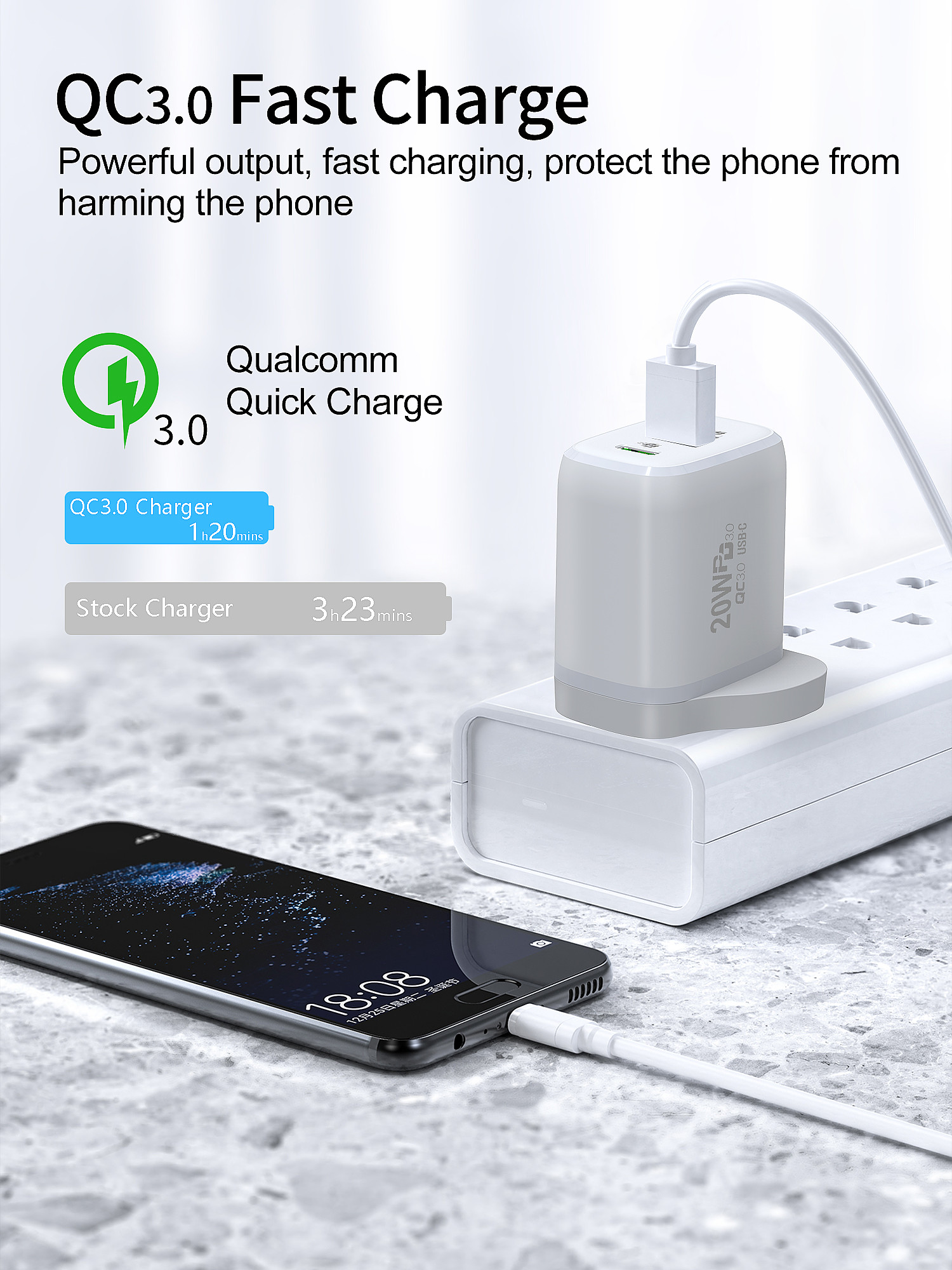 BiDa Cell Phone Charger Adapter PD EU 20W 2 Port USB Wall Charger