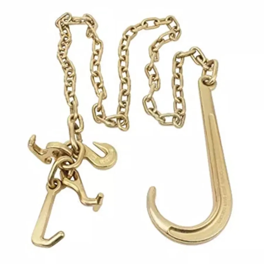 Black 2t Working Loadlimit Yellow Galvanized Transport Chain Towing Chains Hooks