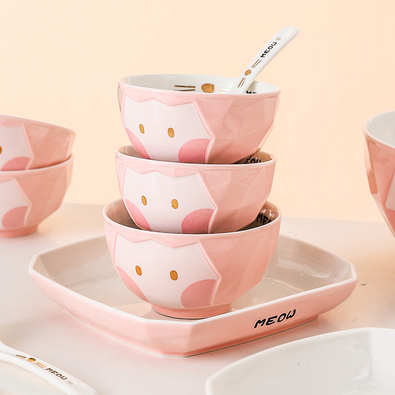 Nordic Cartoon Ceramic Tableware Set Bowl Plate For Home Dinner Sustainable