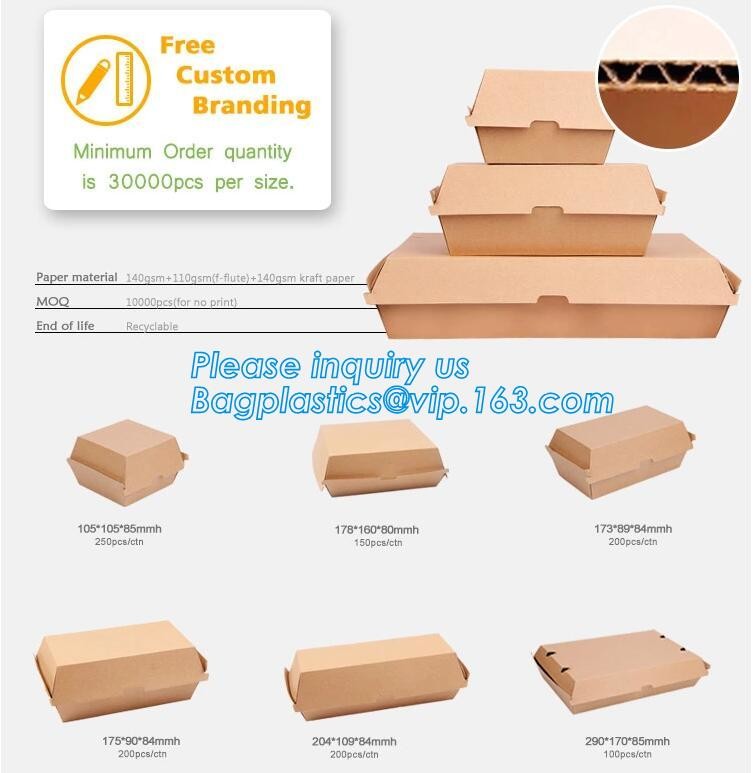 Take out Food Packing food containers Biodegradable Lunch Box Disposable Kraft Paper Box,brown kraft paper food box / Wh