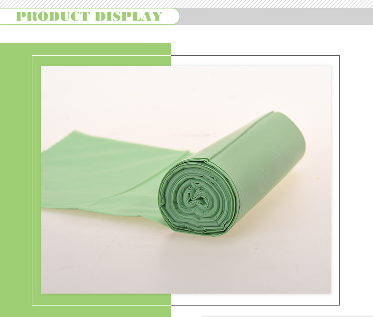 Green Garbage Bags made from Modified Corn Starch for Domestic Flat top T-shirt Roll