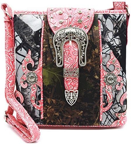 Camouflage Rhinestone Cross Pistol Buckle Western Crossbody Handbags Cowgirl Country Studded Purse Women Single Shoulder