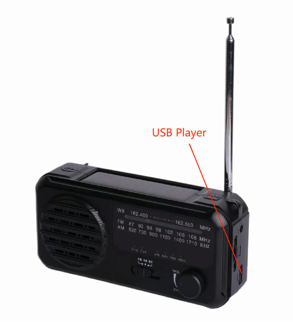 Black Emergency Solar Hand Crank Radio Eco Friendly Dynamo Torch LED