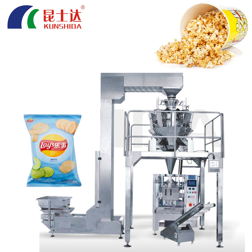 2021 Hot Sell Automatic Rice Banana Chips Snack 200g-1500g Solid Granule Weighing Filling Forming Sealing Bag Making Machines