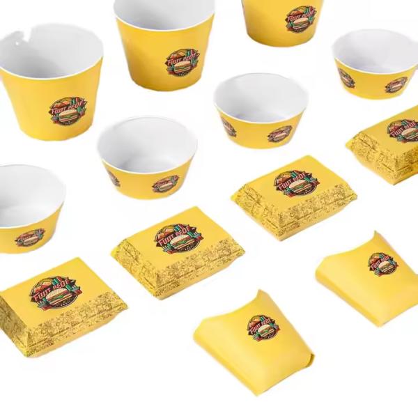 Customized Paper Cardboard Fast Food Take Out Boxes French Fries Burger Pizza