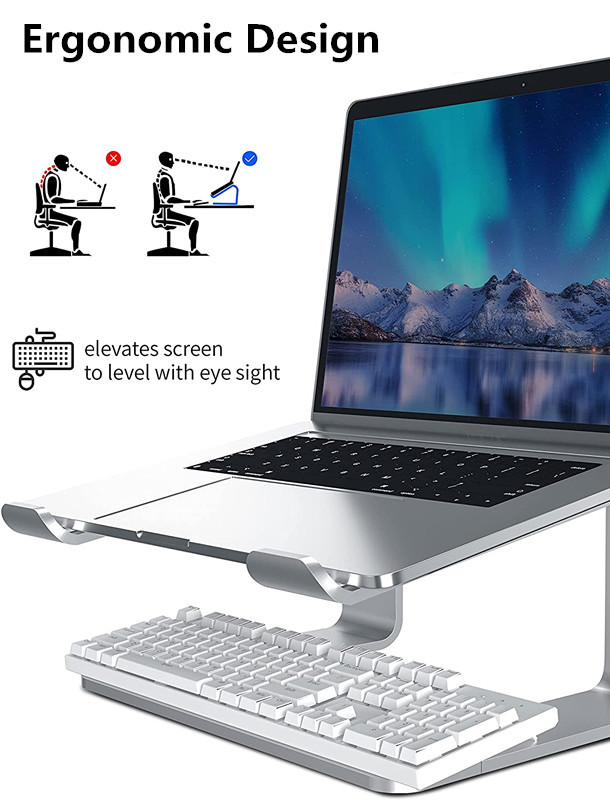 Ergonomic 6061 Aluminum Notebook Stand Mill Finish Anodized
