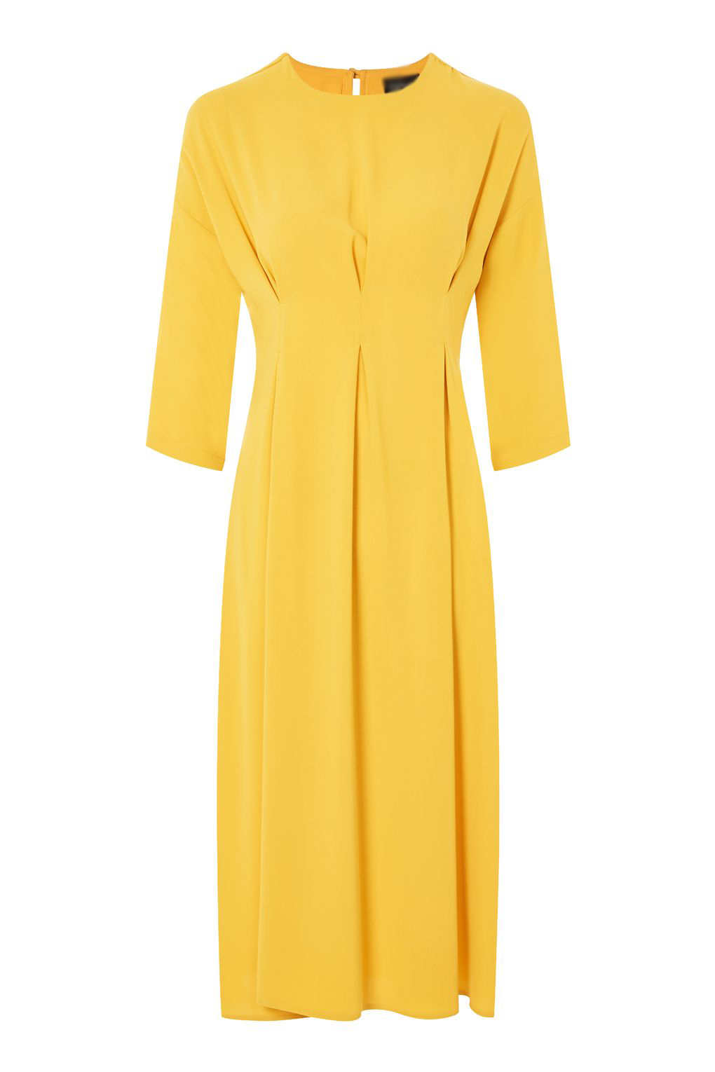 New Arrival Fall Yellow Midi Dress With Sleeves Ladies Autumn