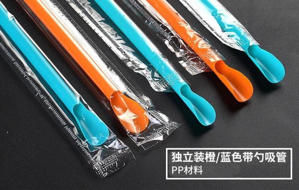 wholesale biodegradable 100% PLA drinking straw with spoon,eco friendly