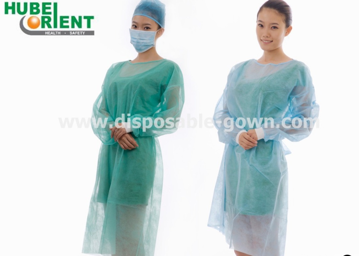 Nonwoven Insolation Gown Disposable Elastic Wrist Isolation Gown For Hospital