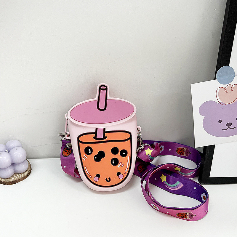 Kwaii Silicone Pencil Case BPA Free Stationery Organizer Makeup Bag Crossbody Shoulder Purse Bag For Kids Christmas Gift