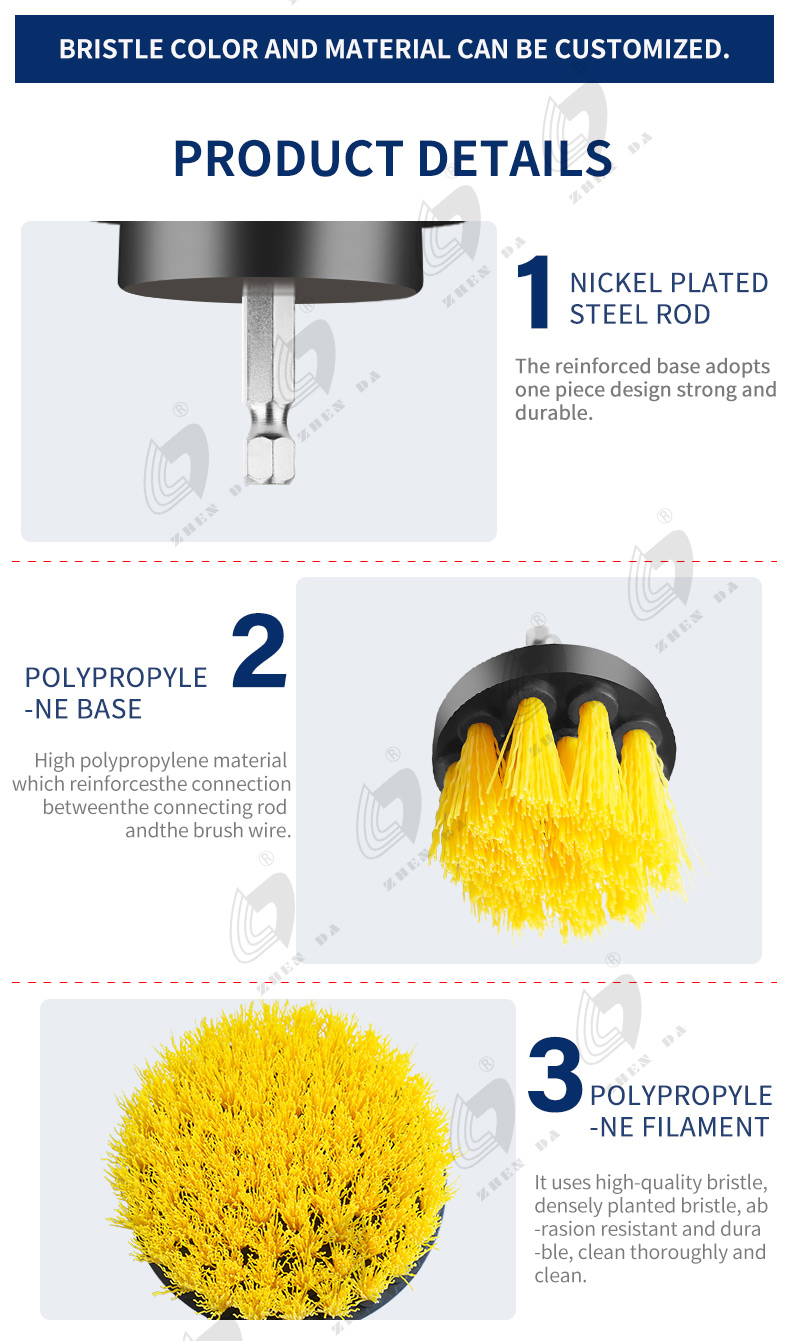 11pcs Electric Drill Cleaning Brush Kit For Floor Carpet And Car Wash