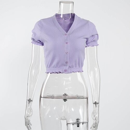 OEM maufactory Cross -border polyester new European and American short -sleeved sexy V -neck short T -shirt