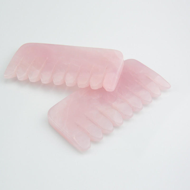 Rose Quartz Jade Gua Sha Comb 21cm Length Handheld
