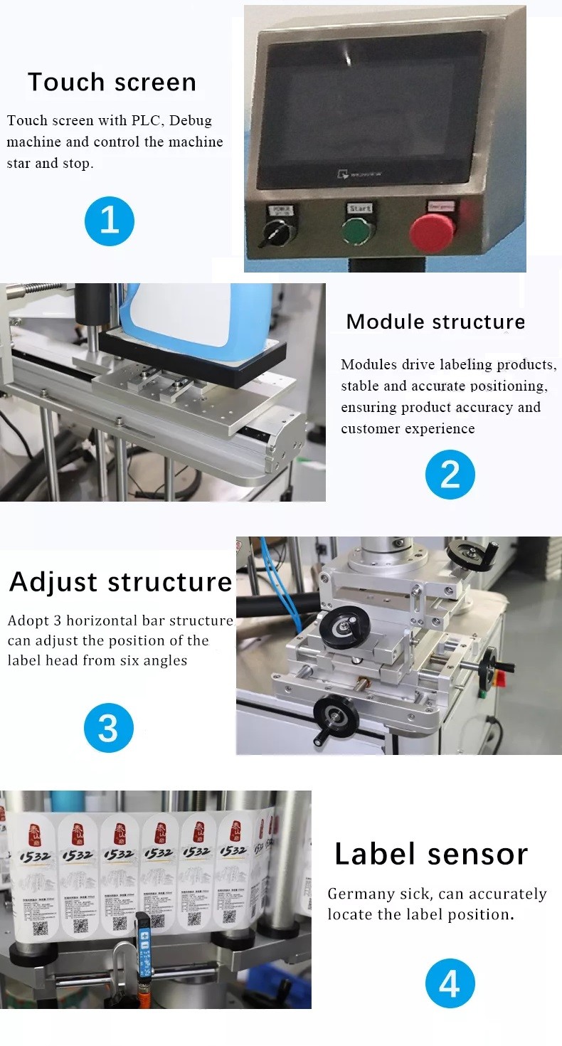 PLC Flat Jar Sticker Semi Automatic Labelling Machine For Square Bottle