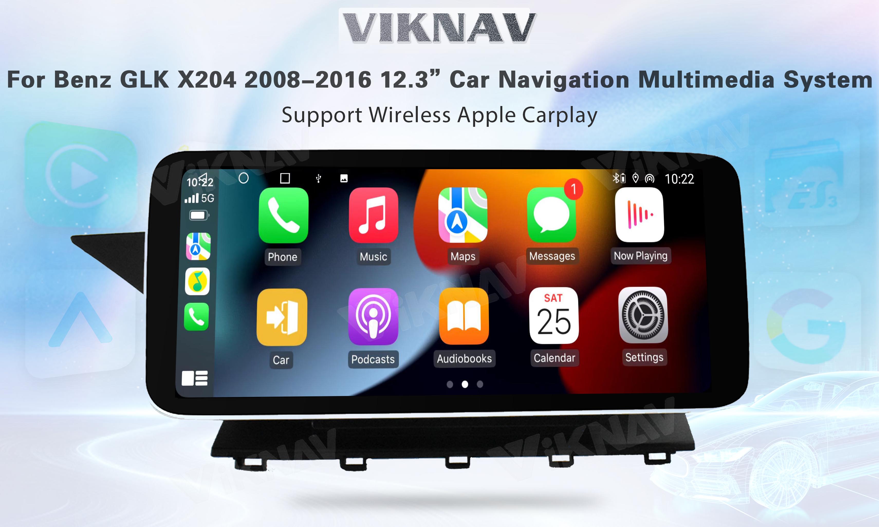 Viknav 12.3 Inch Android 8 Core Car Player Multimedia Radio For Benz GLK Class X204 2008-2016 GPS Navigation(NTG4.5)