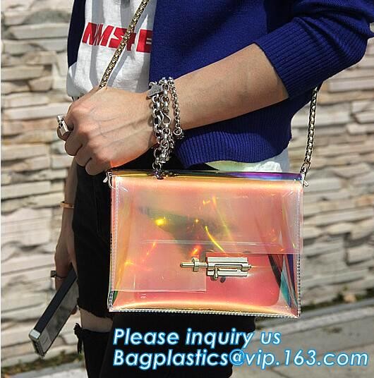 mini clear pvc girls shoulder long strip bag, Woman Sweet Handbag Clear Jelly Transparent, PVC Shoulder Bag Tote Chic Be