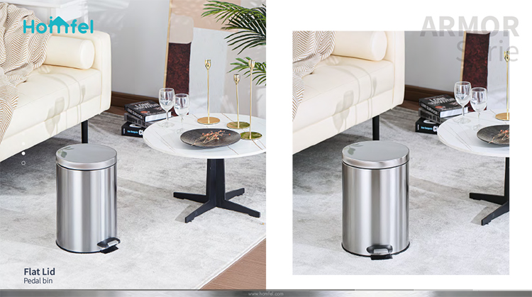 Kitchen Household Bowl lid Trash Can Capacity 3L/5L/12L/20L/30L Standing Stainless Steel Dustbin with Soft Close